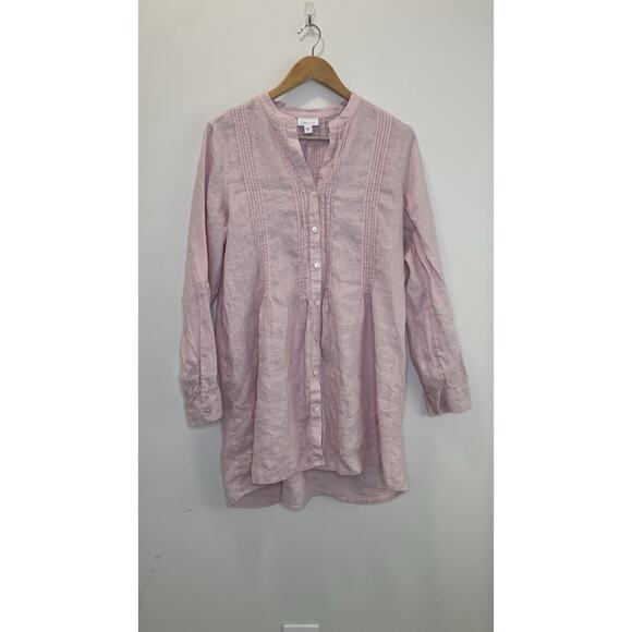 J. Jill Dresses & Skirts - J Jill Love Linen Dress Womens M Tunic Dress Button Up Pintuck Beachy Blush Pink